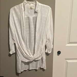 White Drape Front Blouse